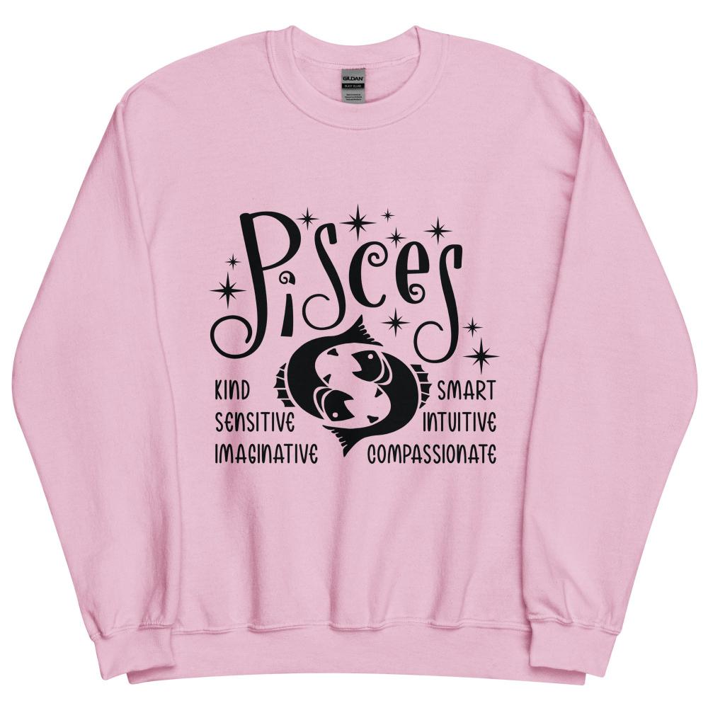 Pisces Zodiac Positive Traits Sweatshirt - Light Pink Color - https://ascensionemporium.net